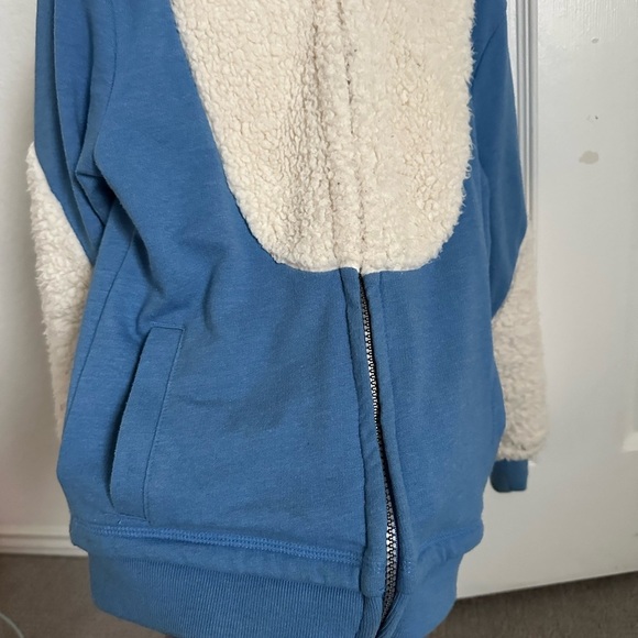 Cat & Jack hoodie Sherpa sz 6-7 blue monster full zip up sweatshirt fall winter - Picture 7 of 14